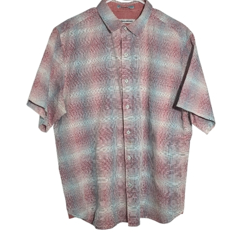 TOMMY BAHAMA Men's Linen Cotton Short Sleeve Button Shirt Casual Size L
